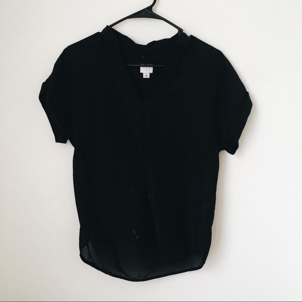 Black sheer tee shirt blouse